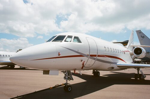 Close up of a jet on a runway