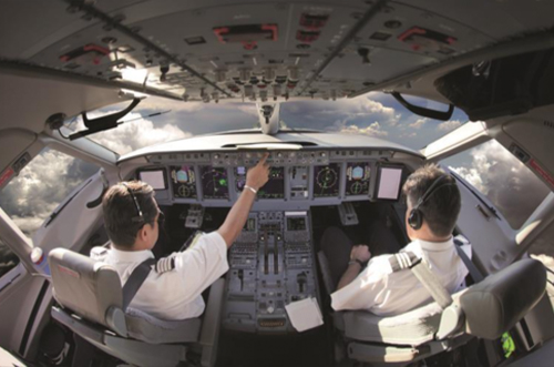 Two pilots in cockpit